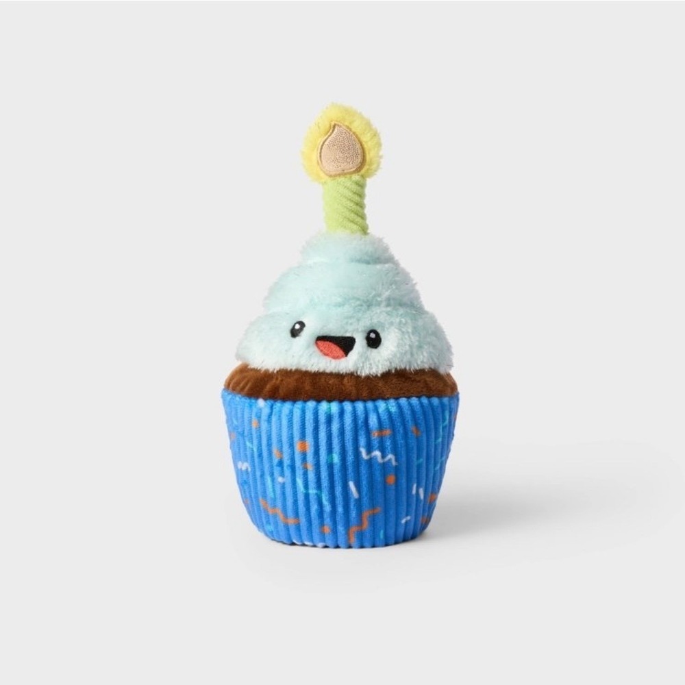 Gigglescape Birthday Plush Set 8in Blue Cupcake and 6in Gift Box Stuffed Animals - Picture 3 of 6